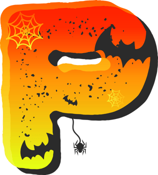 Letter P, Halloween alphabet lettering png