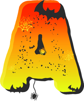 Letter A, Halloween alphabet lettering png