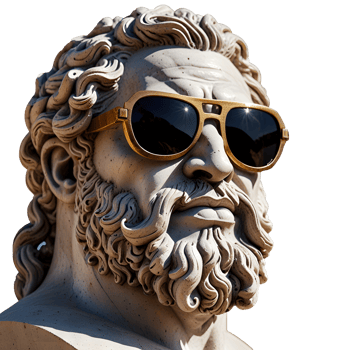 Greek God Statue Wearing Cool Sunglasses, Transparent Background png