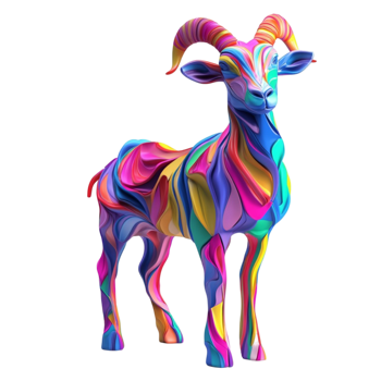 Colorful Goat on Transparent Background AI-Generative png