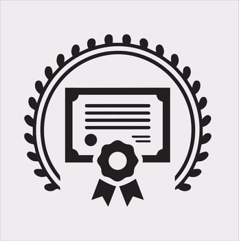 Certificate Silhouette Illustration Icon on White Background vector