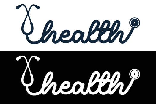 Health Typography Design , Medical Stethoscope with Health typography vector