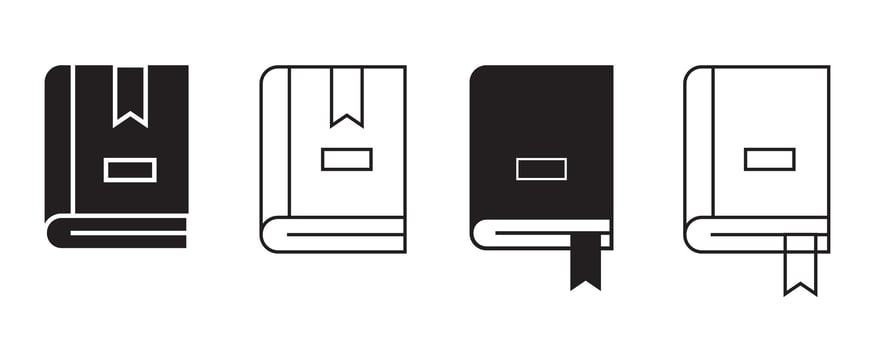 Book bookmark icon set. mark ribbon icon in black color. for Ui designs. vector