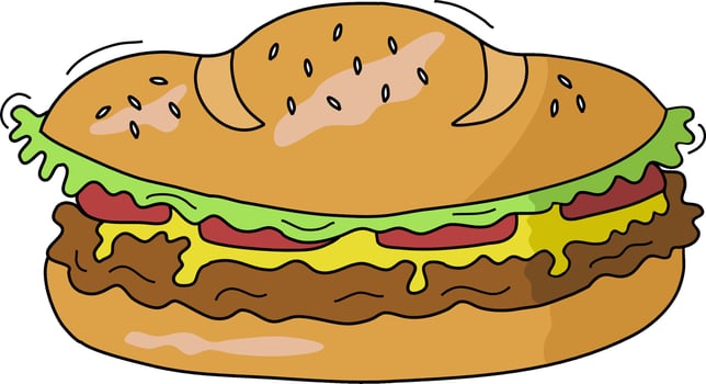 Cartoon Sandwich with Lettuce and Sauce vector
