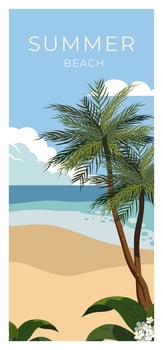 Original design of summer beach with full screen size mobile vector