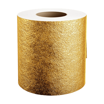 golden toilet paper roll on transparent background png