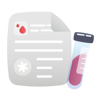 An icon of blood report in flat style vector