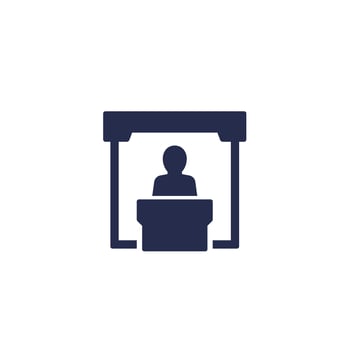 booth icon, exhibition stand on white vector