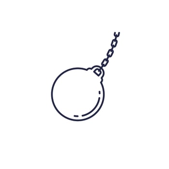 wrecking ball icon on white, line vector