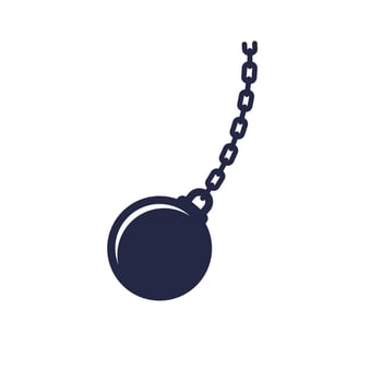 wrecking ball icon on white, vector