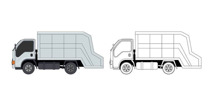 Garbage Truck Sie View Cartoon Design Illustration vector