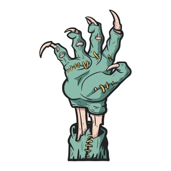 zombie claw rising from the ground illustration vector