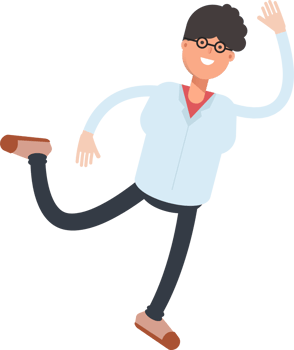 Nerd Boy Character Jumping and Flying png