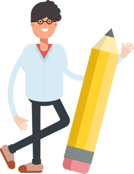 Nerd Boy Character and Pencil png
