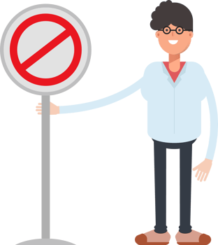 Nerd Boy Character and Prohibition Signage png