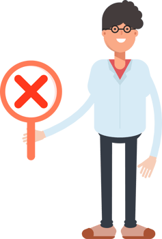 Nerd Boy Character Showing Wrong Mark png