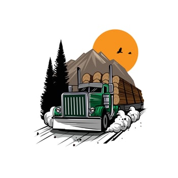 big truck load the wood vector