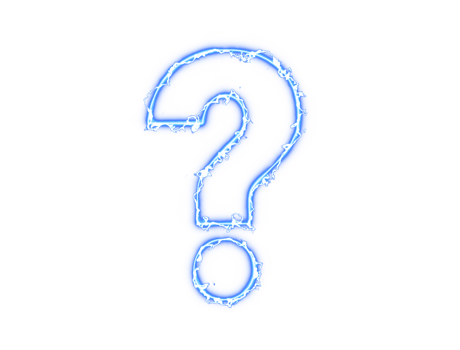 Question mark sign, symbol glowing blue color electric arc effect icon transparent background image png