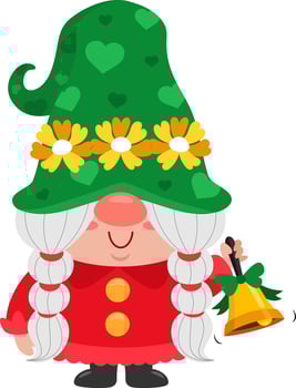 Cute Christmas Female Gnome Cartoon Character Ringing A Bell vector