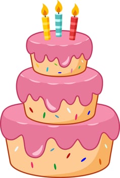Cartoon Birthday Pink Cake With Candles vector