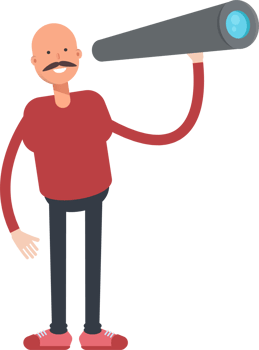 Bald Man Character Using Binoculars png