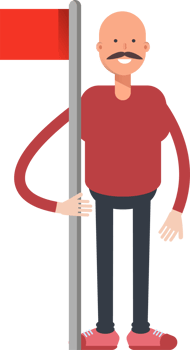 Bald Man Character Holding Flag Pole png