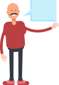 Bald Man Character and Speech Bubble png