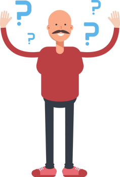 Bald Man Character and Question Marks png
