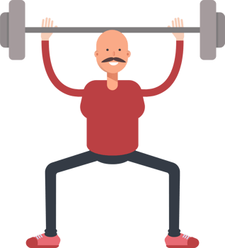 Bald Man Character Lifting Barbell png