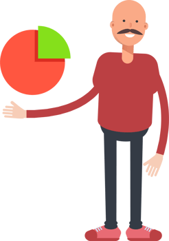 Bald Man Character Holding Pie Chart png