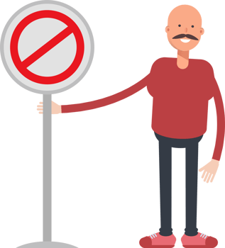 Bald Man Character and Prohibition Signage png