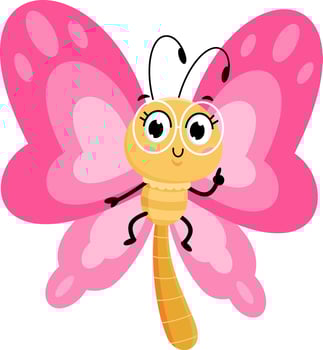 Cute Butterfly Cartoon Character Pointing vector