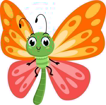 Cute Butterfly Cartoon Character Waving For Greeting vector