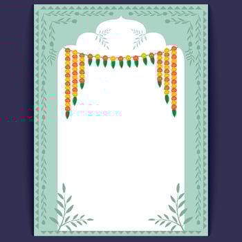 Indian Invitation Template with Floral Garlands and Ornate Border for Festive Events and Weddings vector