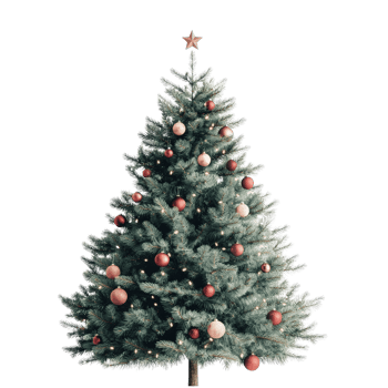 A Beautifully Decorated Christmas Tree Shining Brightly, Capturing the Essence of Holiday Cheer and Festive Spirit. png
