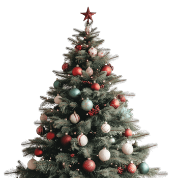 Celebrate the Joy of the Season with a Beautifully Decorated Christmas Tree Adorned with Vibrant Ornaments png