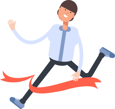 Businessman Character Running at Finish Line png