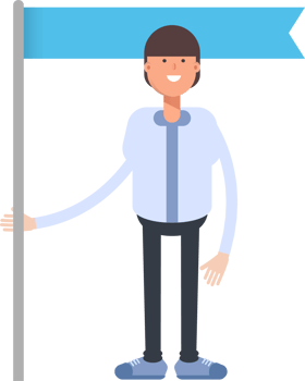 Businessman Character Holding Flag Pole png
