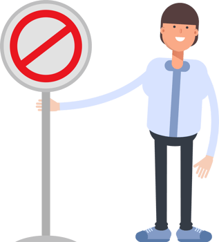 Businessman Character and Prohibition Signage png
