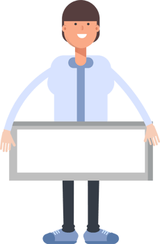 Businessman Character and Blank Signage png