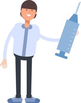 Businessman Character Holding Medical Syringe Illustration png