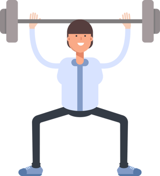 Businessman Character Lifting Barbell png