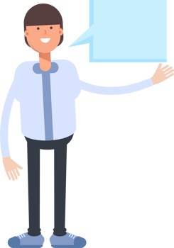 Businessman Character and Speech Bubble png