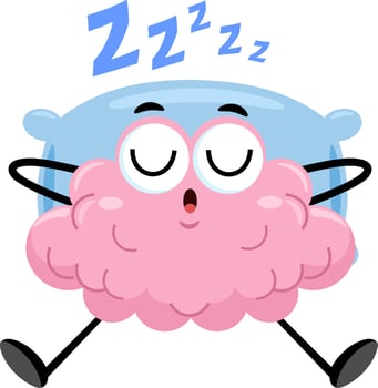 Cute Brain Cartoon Character Sleeping vector