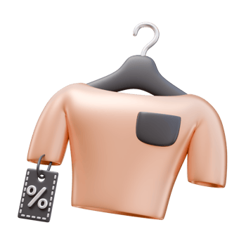 3D Icon Hanger with T-shirt and Discount Price Tag. Store, Shopping, Sale Concept. 3D Illustration Design Web Mobile App png