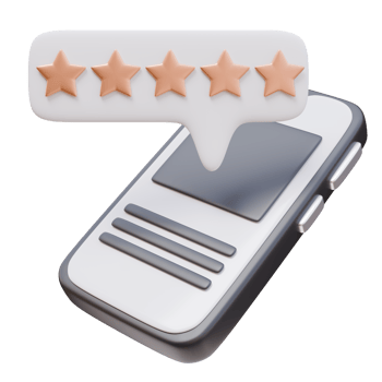 3D Icon Smartphone Text Bubble Stars. Feedback Review. Store Sale Online Shopping Concept. 3D Illustration Design Web Mobile App png