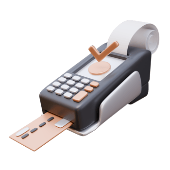 3D Icon Payment Terminal with Check. Store, Online Shopping, Sale Concept. 3D Illustration Design Web Mobile App png