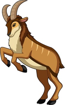 Markhor Animal Cartoon Character Jump vector