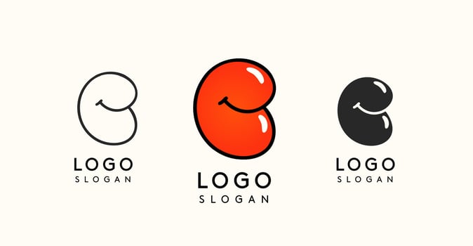 Playful cartoon letter C with glossy, bubbly appearance, available in silhouette, contour, colored versions. Perfect for children's brand, entertainment company, creative studio. illustration. vector