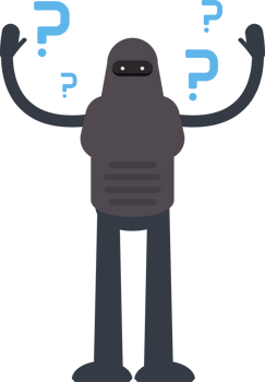 Robot Character and Question Marks png